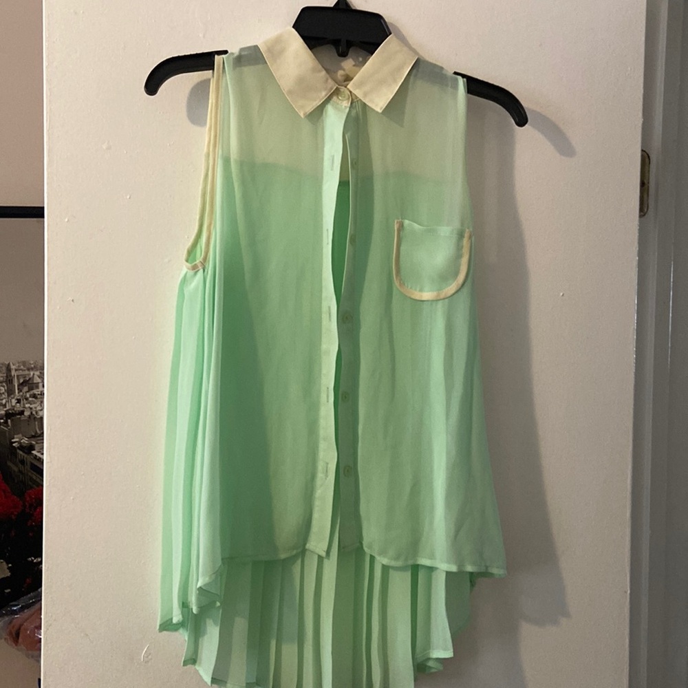 Beautiful mint green and cream top